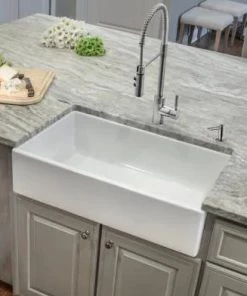 IPT SINK COMPANY Fireclay 33 In. Single Bowl Apron-Front Farmhouse Kitchen Sink Sinks