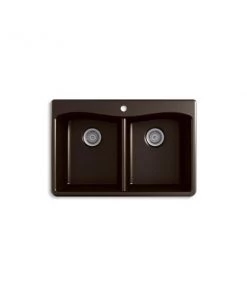 Sinks KOHLER Kennon Dual Mount Neoroc Granite Composite 33 In. 1-Hole Double Bowl Kitchen Sink In Matte Black