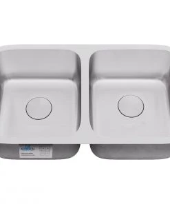 Allora USA - KSN-3118-16 - 31" X 18" X 9" Undermount 50/50 Double Bowl 16 Gauge Stainless Steel Kitchen Sink
