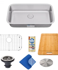 Allora USA - KSN-3118-S Combo - 31" X 18" X 9" Undermount Single Bowl Stainless Steel Kitchen Sink