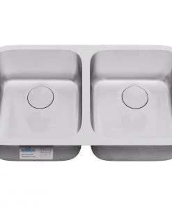 Allora USA - KSN-3318 - 33" X 18" X 9" Undermount 50/50 Double Bowl Stainless Steel Kitchen Sink