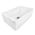 RUVATI Farmhouse Apron-Front Fireclay 33 In. X 20 In. Reversible Single Bowl Kitchen Sink In White Sinks
