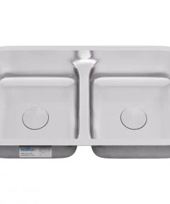 Allora USA - LD-3218 Kitchen Sink - 32" X 18" X 8" Undermount Low Divider Double Bowl 18 Gauge Stainless Steel Kitchen Sink Sinks