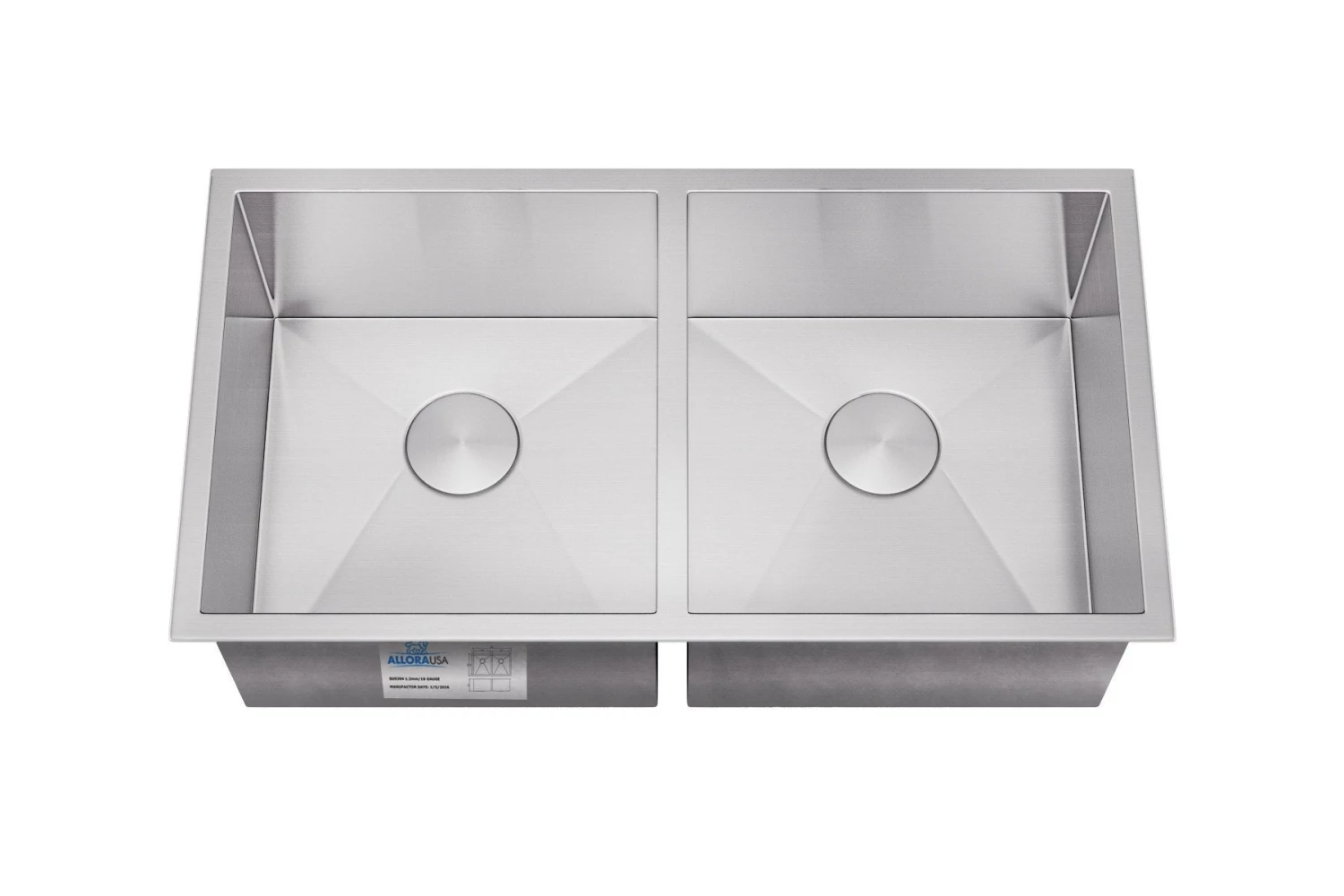 Allora USA - KH-3318 - 33" X 18" X 10" Undermount Double Bowl Handmade Stainless Steel Kitchen Sink 1 Allora USA - KH-3318 - 33" X 18" X 10" Undermount Double Bowl Handmade Stainless Steel Kitchen Sink