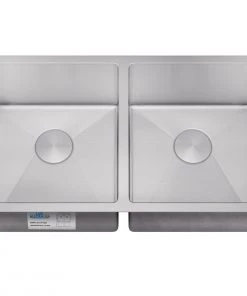 Allora USA - KH-3318-R15 - 33" X 18" X 10" Undermount Double Bowl Handmade Stainless Steel Kitchen Sink Sinks