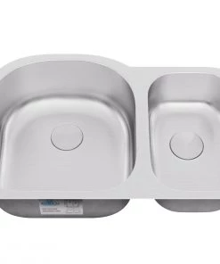 Sinks Allora USA - KSN-2131 - 31" X 21" X 9/7" Undermount 70/30 Double Bowl Stainless Steel Kitchen Sink