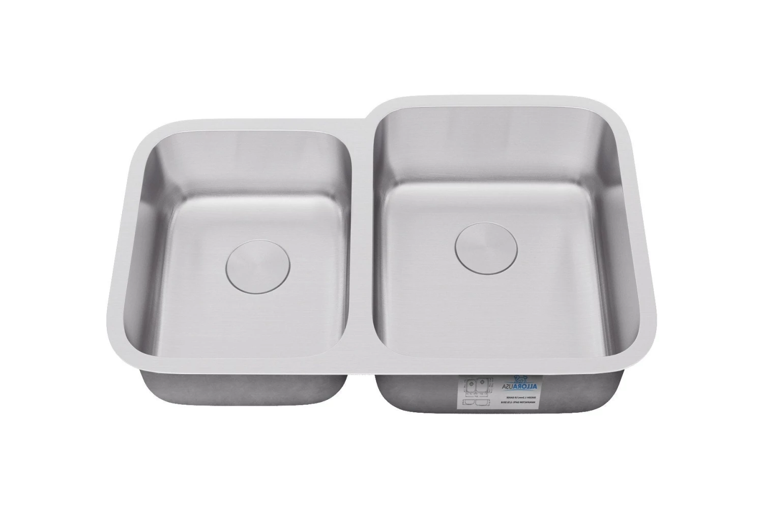 Sinks Allora USA - KSN-3221R - 32" X 21" X 9/8" Undermount 40/60 Double Bowl Stainless Steel Kitchen Sink 1 Sinks Allora USA - KSN-3221R - 32" X 21" X 9/8" Undermount 40/60 Double Bowl Stainless Steel Kitchen Sink